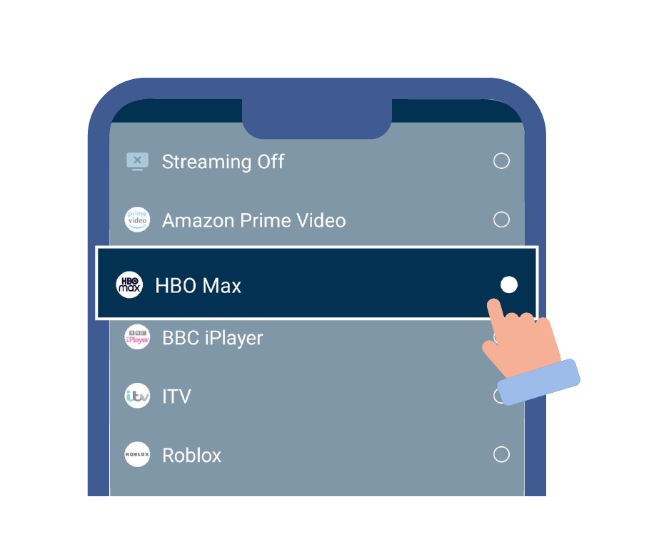 Select the service of your choice from the dropdown list